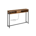 VASAGLE Console fine avec prises et ports USB, marron rustique et noir LNT111K01