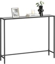 VASAGLE Console d'entrée, table console, plateau en verre trempé, cadre robuste et stable, pieds réglables, pour salon, couloir, noir encre et gris ardoise LGT132B01