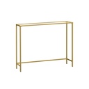 VASAGLE Table console, table d'entrée, bout de canapé, plateau en verre trempé, structure en métal, pieds réglables, pour salon, entrée, couloir, or pâle et transparent LGT132A01