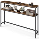 VASAGLE Table console pour couloir, table de canapé fine à 2 niveaux, 20 x 120 x 80 cm, table de couloir avec 2 étagères, pour salon, chambre à coucher, marron rustique et noir encre LNT133K01