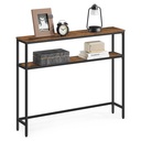 Table d'entrée avec 2 étagères, table de couloir étroite, table console pour salon ou chambre à coucher, marron et noir