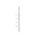 SONGMICS Etagère d'angle de salle de bain réglable, support de douche télescopique, 95-300 cm, du sol au plafond, avec cadre en acier inoxydable, 4 plateaux, 3 crochets, 1 barre porte-serviettes, blanc et argent BCB02SW