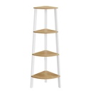 VASAGLE Étagère d'angle à 4 niveaux, étagère échelle pour salon, bibliothèque ou support pour plantes, meuble d'appoint industriel, chêne naturel et blanc mat LLS034Y70