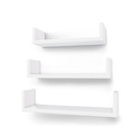 SONGMICS Lot de 3 étagères murales modernes, étagère de rangement flottante en MDF avec finition brillante et montage invisible, blanc LWS40WT