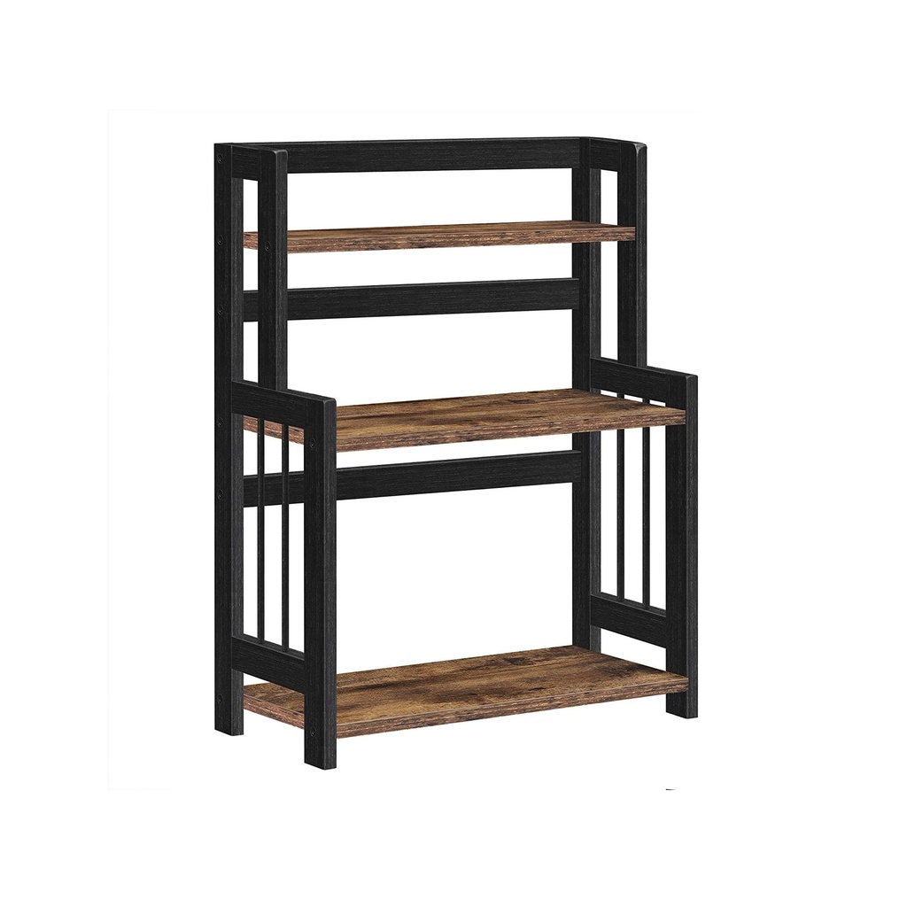 [OFS047B01] SONGMICS Étagère à épices, étagère de rangement à 3 niveaux, organiseur de bureau avec cadre en bambou, pour cuisine, salle à manger, bureau, marron rustique et noir OFS047B01