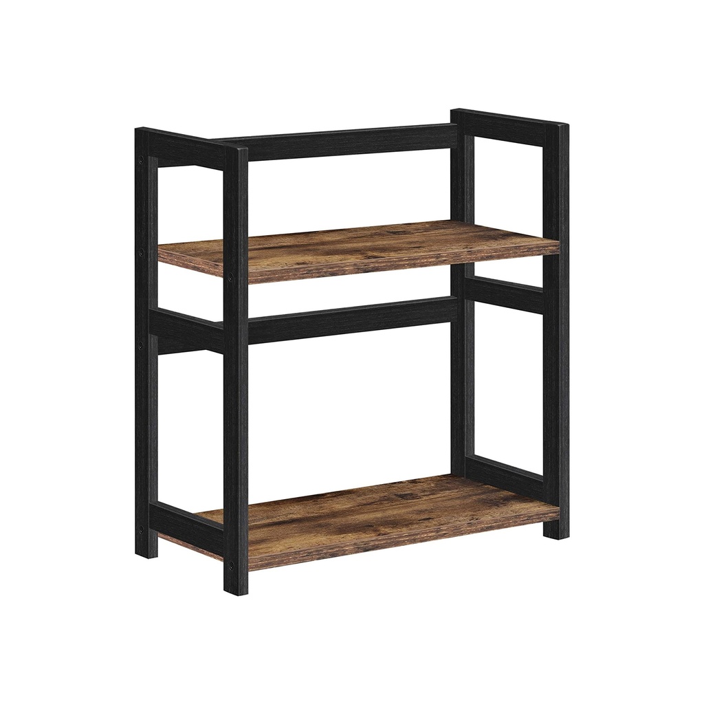 [OFS046B01] SONGMICS Étagère à épices, étagère de rangement à 2 niveaux, organiseur de bureau, cadre en bambou, pour cuisine, salle à manger, bureau, marron rustique et noir OFS046B01