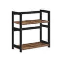 SONGMICS Étagère à épices, étagère de rangement à 2 niveaux, organiseur de bureau, cadre en bambou, pour cuisine, salle à manger, bureau, marron rustique et noir OFS046B01