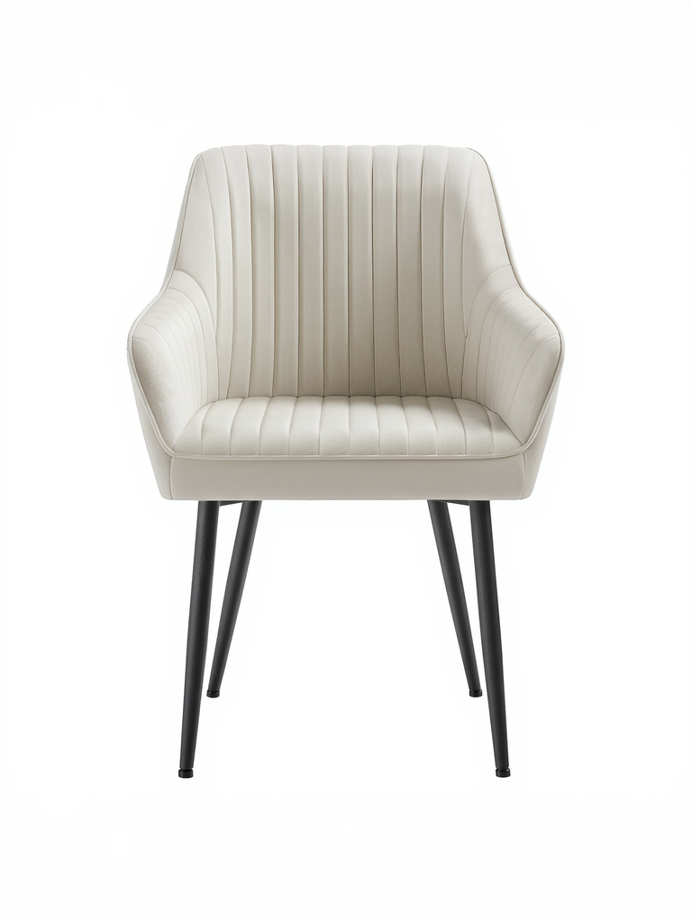 SONGMICS Chaise de Salle à Manger, Chaise de Cuisine, Fauteuil en Velours, Rembourrée avec Accoudoirs, Max. Charge 120 kg, pieds en métal, pour salle à manger, salon, beige clair et noir mat LDC087W01