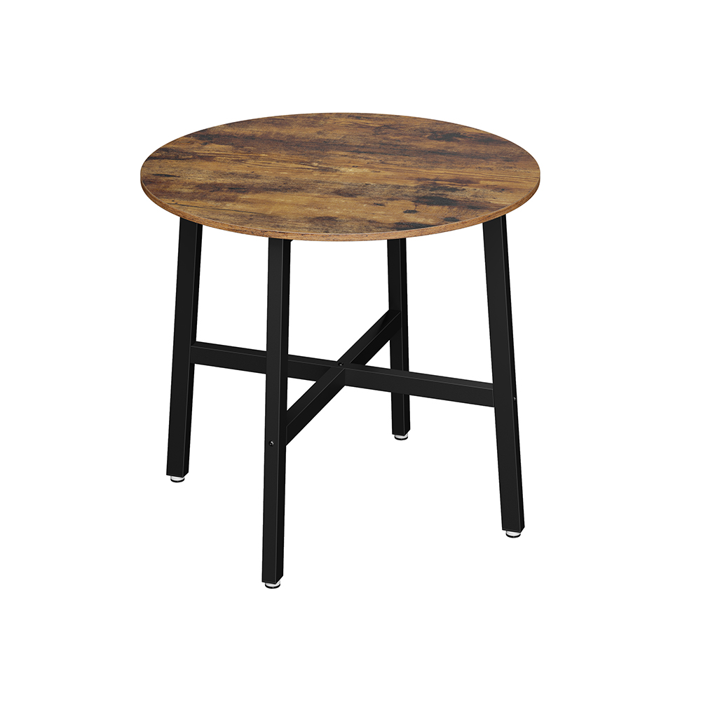 VASAGLE Table à manger, table de cuisine ronde, pour salon, bureau, 80 x 75 cm (Dia. x H), style industriel, marron rustique et noir KDT080B01