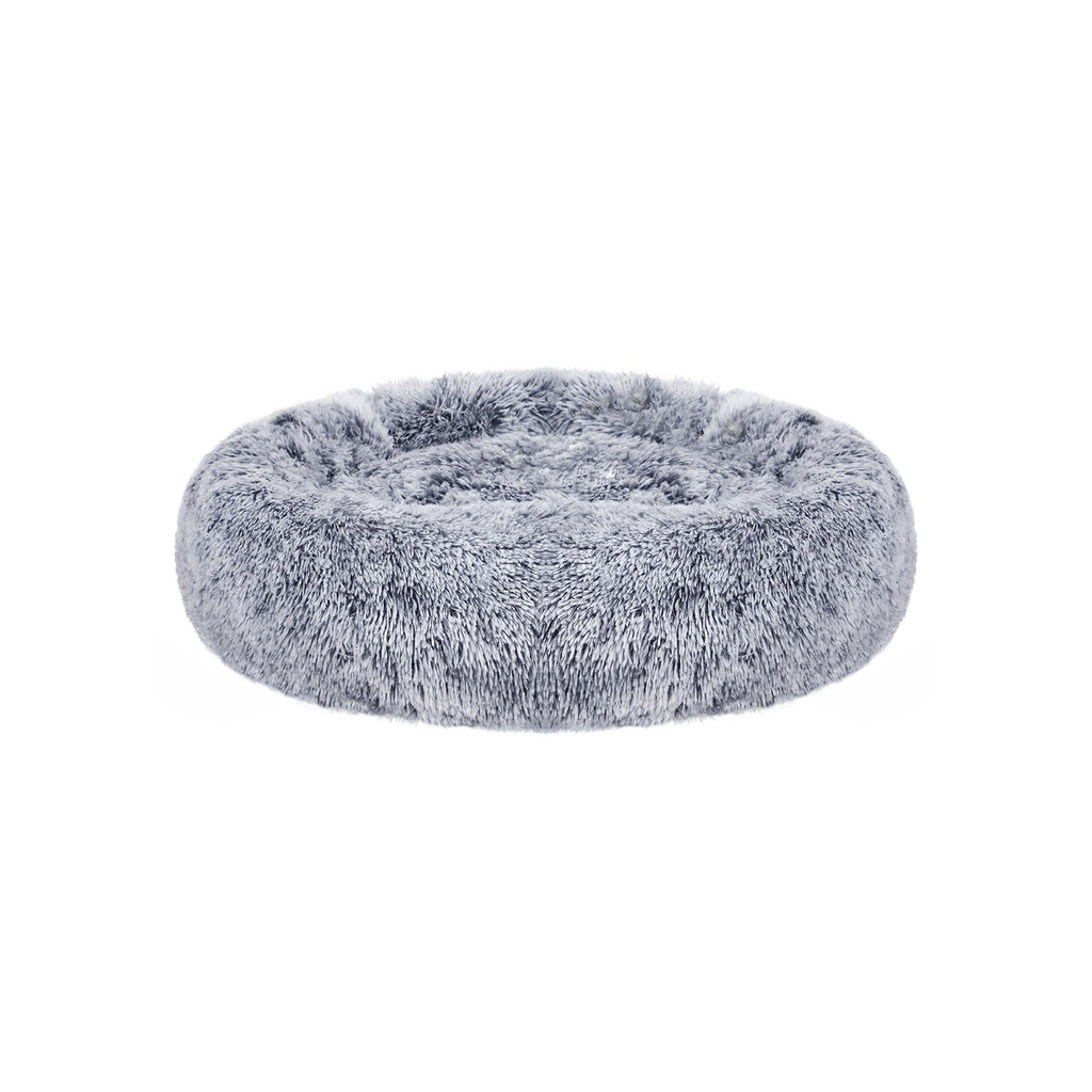 [PGW039G01] FEANDREA Lit pour Chien, Lit pour Chat Donut, Lit pour Animal de Compagnie Moelleux et Apaisant avec Housse Amovible et Lavable, Peluche Longue et Douce, 70 cm, Gris