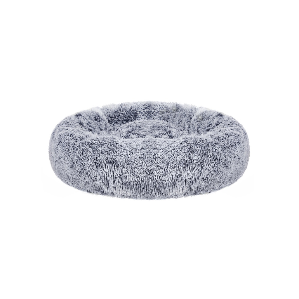 [PGW037G01] FEANDREA Lit pour Chien, Lit pour Chat Donut, Lit pour Animal de Compagnie Moelleux et Apaisant avec Housse Amovible et Lavable, Peluche Longue et Douce, 50 cm, Gris