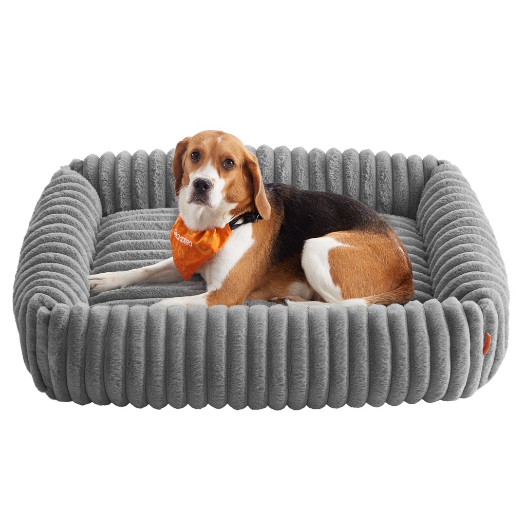 [PGW312GD01] Feandrea Lit pour chien, grand canapé-lit pour chien, rembourrage doux, lavable, 91 x 68 x 18 cm, gris tourterelle PGW312GD01
