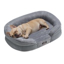 Feandrea UPGW281G01 Lit pour chien orthopédique de taille moyenne 76,2 x 50,8 x 17,8 cm, mousse pour cage à œufs, doublure imperméable, bords surélevés, housse amovible et lavable en machine, gris clair