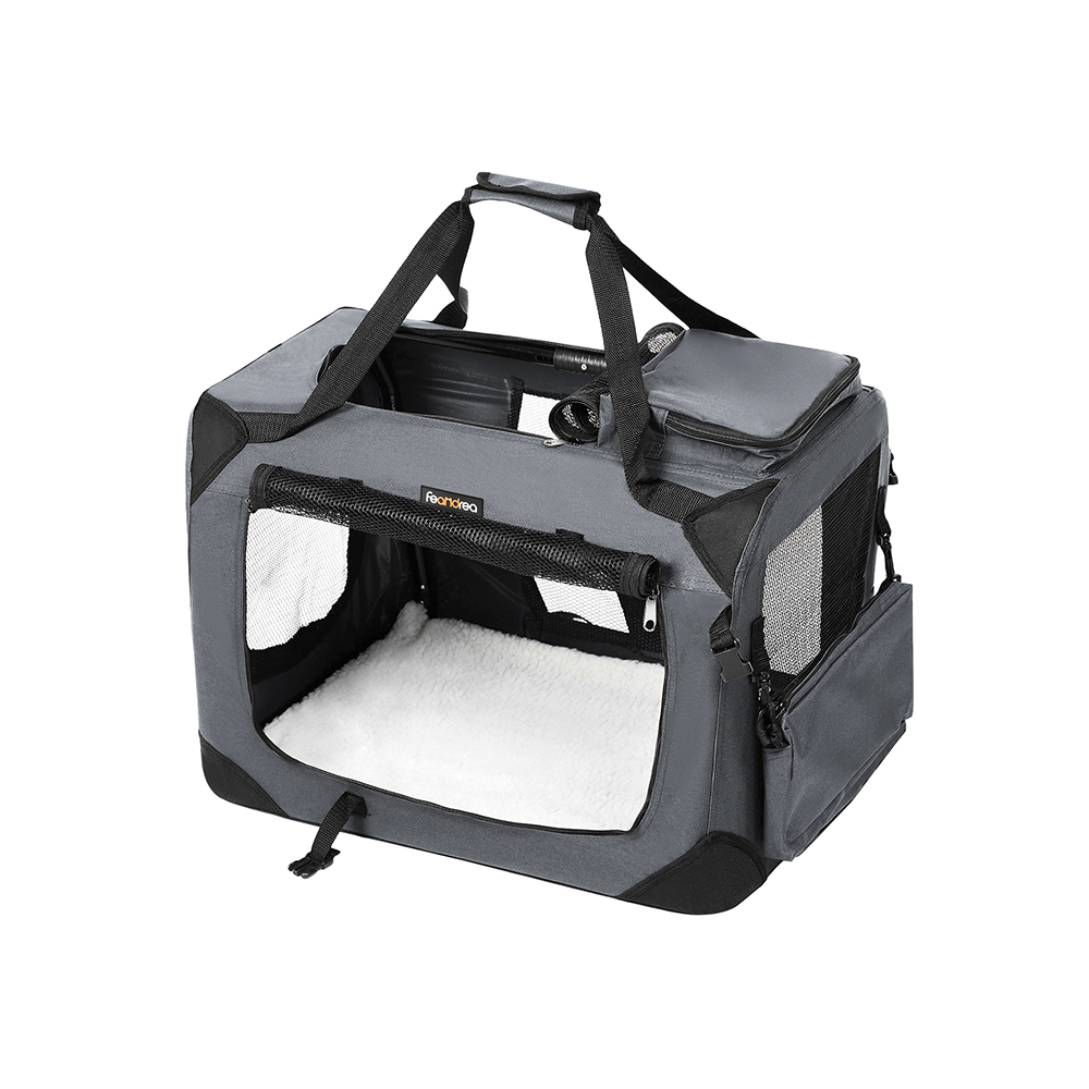 [PDC60GY] FEANDREA Sac de Transport pour Chien, Sac de Transport Pliable en Tissu, 60 x 42 x 42 cm, Gris