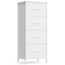Meuble de rangement à tiroirs, commode pour chambre à coucher, placard, 4 tiroirs en tissu, blanc