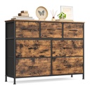 SONGMICS Collection BELLAH - Commode, Meuble de Rangement, Acier, pour Chambre, Placard, Couloir, Salon, 7 Tiroirs, Industriel, Marron Rustique et Noir Encre LGS323BH04