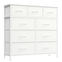 SONGMICS Collection BELLAH - Commode, Meuble de Rangement, Acier, pour Chambre, Placard, Couloir, Salon, 9 Tiroirs, Moderne, Blanc Nuage et Blanc Neige LGS324WH01
