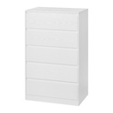 VASAGLE Collection KAILYN - Commode pour Chambre à Coucher, Meuble de Rangement avec 5 Tiroirs, 40 x 60 x 97,4 cm, Style Moderne, Blanc Neige LTS605WE01