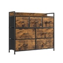 SONGMICS Commode en tissu, meuble de rangement pour chambre à coucher, commode avec 7 tiroirs, avec structure et poignées en métal, industriel, marron rustique et noir LTS137B01