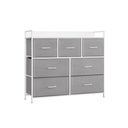 SONGMICS Commode, Meuble de Chambre, 7 Tiroirs en Tissu avec Poignées, Structure en Métal, Gris Tourterelle et Blanc Nuage LTS523L10