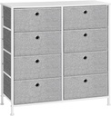 SONGMICS Commode, meuble de rangement avec 8 tiroirs en tissu faciles à tirer, commode, meuble de rangement avec structure en métal, plateau de table, pour placard, chambre d'enfant, gris clair et blanc LTS24W