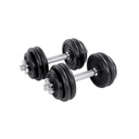 SONGMICS Ensemble d'haltères 2 en 1, 2 poids réglables en fonte de 15 kg, avec barre d'haltères en acier supplémentaire, entraînement de fitness, musculation, salle de sport à domicile, noir SYL30LBK