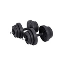 SONGMICS Lot d'haltères 2-en-1, 2 x 10 kg réglables avec barre d'haltères longue supplémentaire, disques plastifiés, fitness, musculation à domicile, noir SYL20HBK