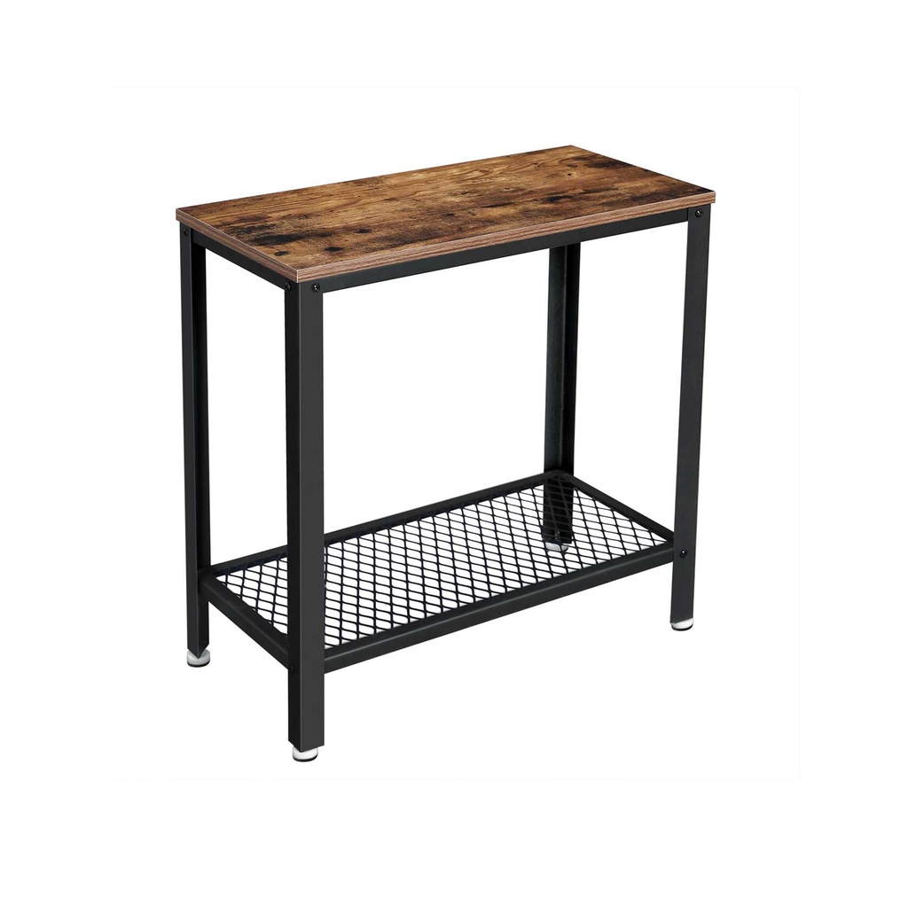 [LET31BX] VASAGLE Table d'appoint industrielle, table d'appoint, table de chevet avec étagère en maille, montage facile, étroite et peu encombrante dans le salon, la chambre, acier, 60 x 30 x 60 cm, marron rustique LET31BX