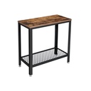 VASAGLE Table d'appoint industrielle, table d'appoint, table de chevet avec étagère en maille, montage facile, étroite et peu encombrante dans le salon, la chambre, acier, 60 x 30 x 60 cm, marron rustique LET31BX
