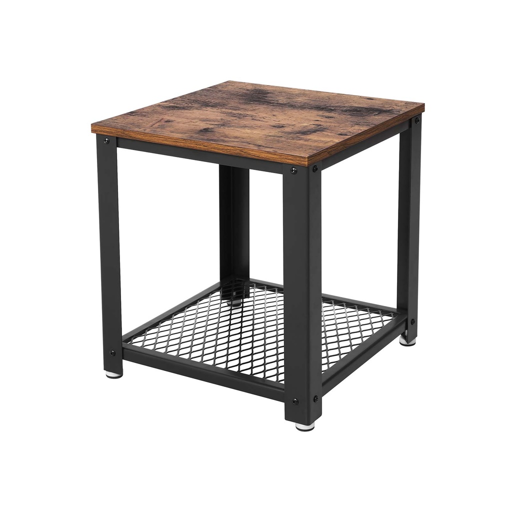 [LET41X] VASAGLE Table d'Appoint Industrielle, Table Basse, avec Structure en Métal, Facile à Assembler, pour Salon, Chambre, Cuisine, Marron Rustique et Noir LET41X, Panneaux de Particules de Bois, Fer, Vintage, 1 Pièce