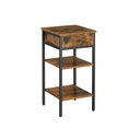 VASAGLE Nightstand, End Table, Tall Bedside Table with a Drawer and 2 Storage Shelves, Space Saving, Industrial Accent Table, Rustic Brown and Black LET502B01