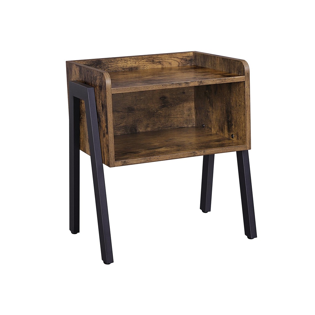 [LET54X] VASAGLE Table de chevet, table d'appoint empilable avec compartiment ouvert, table de chevet, table d'appoint, meuble d'appoint industriel avec pieds en acier, marron rustique et noir LET54X
