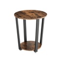 VASAGLE Table d'appoint ronde avec cadre en acier, pour salon, chambre à coucher, montage simple, industriel, marron rustique et noir LET57X