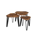 VASAGLE Table basse gigogne, lot de 3 tables d'appoint pour salon, tables d'appoint empilables, robuste et facile à assembler, cadre en acier, style industriel, marron rustique et noir LNT14BX