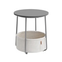 VASAGLE Petite Table Basse Ronde, Table d'Appoint avec Panier en Tissu, Rangement, pour Salon, Chambre, Table de Chevet, Style Moderne, Gris Ciment et Blanc Nuage LET223G49