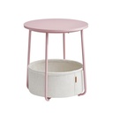 Vasagle Table d'appoint ronde, petite table basse, table de salon avec panier en tissu, espace de rangement pour salon, chambre à coucher, moderne, rose pastel/blanc nuage, LET223R61
