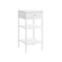 VASAGLE Table de chevet, table d'appoint, table de chevet haute avec un tiroir et 2 étagères de rangement, gain de place, table d'appoint industrielle, blanc rustique LET502B14