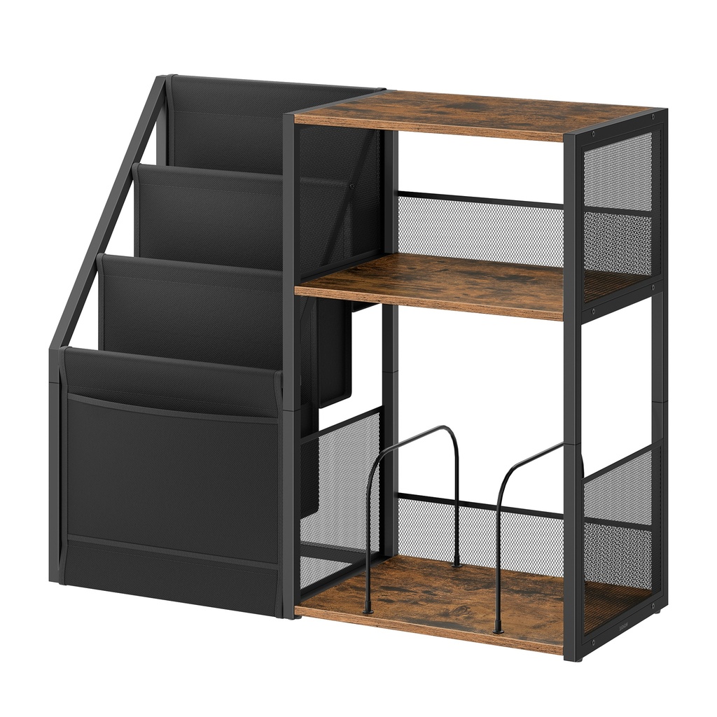 [LET276K01] Table d'appoint à 3 niveaux, support pour tourne-disque, pour salon, chambre à coucher, marron rustique