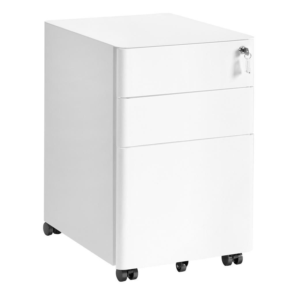 [OFC032WG01] SONGMICS Classeur mobile, classeur métallique à 3 tiroirs pour bureau à domicile, support d'imprimante roulant verrouillable, pré-assemblé, pour bureau, 50 x 39 x 59 cm, blanc mat OFC032WG01