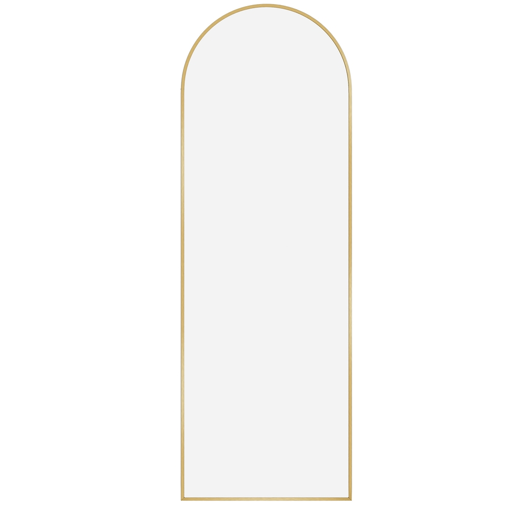 [LFM031A01] SONGMICS Miroir pleine longueur, 160 x 50 cm, miroir complet arqué avec support, miroir de sol avec cadre en alliage d'aluminium, verre trempé, pour chambre à coucher, salon, vestiaire, or pâle LFM031A01V1