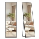 SONGMICS Miroir pleine longueur, miroir de sol rectangulaire avec support, cadre en alliage d'aluminium, verre trempé, pour chambre à coucher, salon, vestiaire, coin carré, 160 x 50 cm, noir mat LFM050BD01