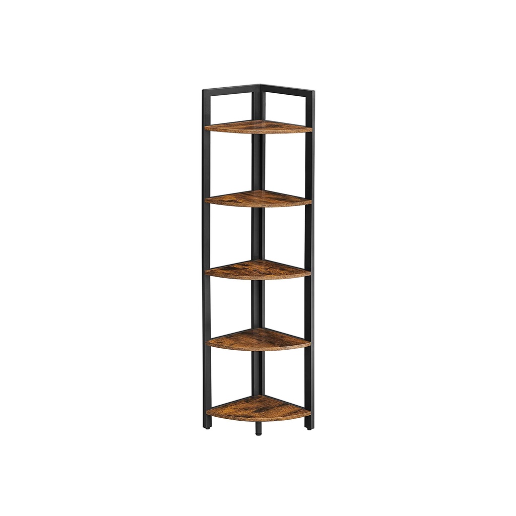 VASAGLE Étagère d'angle à 5 niveaux, étagère de rangement polyvalente, support pour plantes, 30 x 30 x 150 cm, industriel, pour salon, chambre à coucher, bureau à domicile, marron rustique et noir LLS803B01