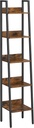 VASAGLE Étagère échelle, étagère étroite à 5 niveaux, bibliothèque pour bureau à domicile, salon, chambre à coucher, cuisine, industriel, marron rustique et noir LLS109B01