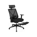 SONGMICS OBN61BKV1 Chaise de bureau ergonomique avec repose-pieds, chaise de bureau avec support lombaire, appui-tête et accoudoirs réglables, réglage de la hauteur et fonction bascule, charge maximale 150 kg, noir