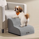 Feandrea Escalier pour chien 2 marches, marches pour lit, canapé, escaliers imperméables avec motifs antidérapants, pente douce, housse amovible et lavable, poignée, gris tourterelle PPS002G01