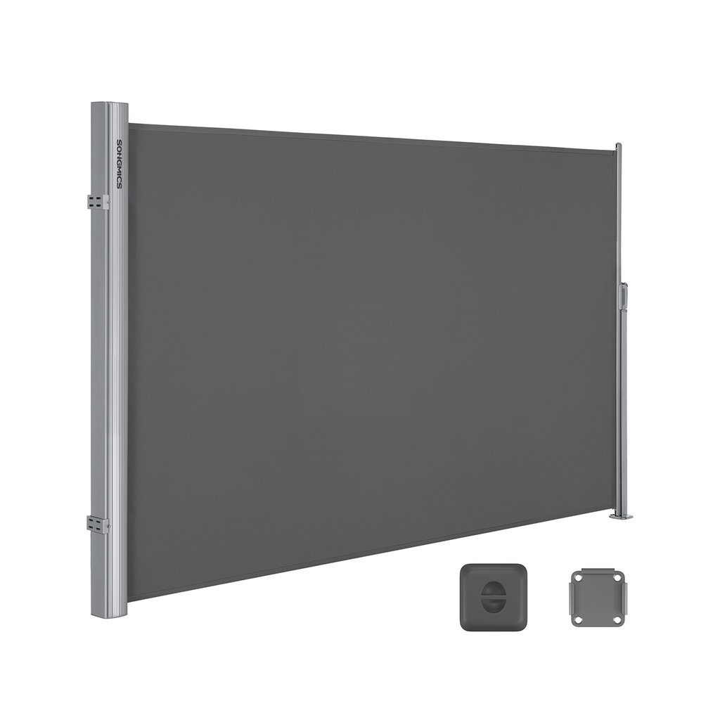 [GSA164G01] SONGMICS Store latéral de balcon et terrasse, 160 x 400 cm (H x L), protection de la vie privée, pare-soleil, gris fumé GSA164G01