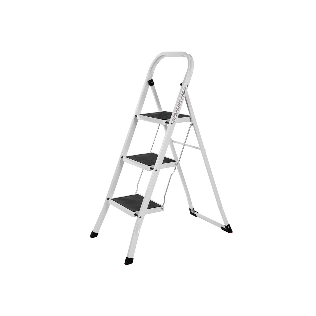 [GSL03WT] SONGMICS Échelle à 3 marches, acier robuste, pliable, portable avec tapis antidérapant Max. Capacité de charge jusqu'à 150 kg Testé et certifié par TüV Rheinland GSL03WT
