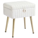 SONGMICS Tabouret de coiffeuse avec rangement, tabouret de maquillage, repose-pieds, pieds en métal, pieds réglables, pour salon, chambre à coucher, salle de maquillage, blanc crème ULOM505WZ02
