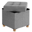 SONGMICS Pouf de Rangement, Banc Rembourré Pliable, Coffre avec Couvercle, Pieds en Bois Massif, Peu encombrant, Charge jusqu'à 300 kg, pour Chambre, Couloir, Chambre d'Enfant, Gris Clair LSF14GYX
