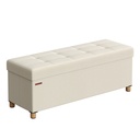 SONGMICS Storage Ottoman Bench, Foldable Ottoman Foot Rest with Legs, End of Bed Bench, Storage Chest, Load up to 300 kg, for Living Room, Bedroom, Entryway, 38 x 110 x 40 cm, Cream White LSF018W11